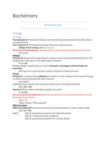 Biochemistry: Building Blocks of Life - Energy & Thermodynamics