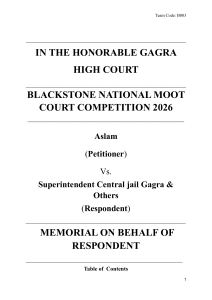Blackstone Moot Court 2026: Respondent Memorial on Prisoner Medical Neglect