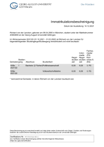 Immatrikulationsbescheinigung Georg-August-Universit&auml;t G&ouml;ttingen 2021
