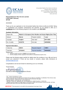 UCAM Master's Offer Letter - European Union Studies & Human Rights