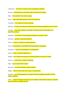 Literary Vocabulary & Quizzes Study Guide