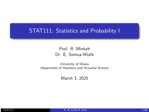 STAT111: Statistics and Probability I - Measures of Location & Variability