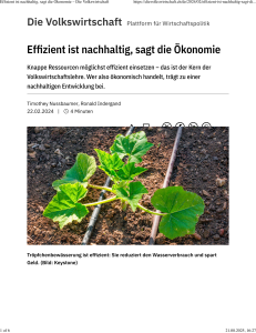 Effizient ist nachhaltig: Wie &Ouml;konomie zur Nachhaltigkeit beitr&auml;gt