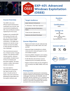 EXP-401: Advanced Windows Exploitation (OSEE) Course
