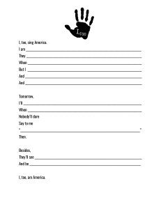 I, Too, Sing America Worksheet