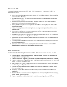 Teacher Competencies & Curriculum Development Test