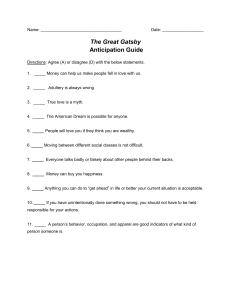The Great Gatsby Anticipation Guide Worksheet