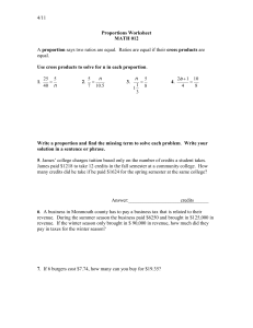 Proportions Worksheet MATH 012