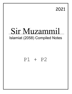 Islamiat (2058) Compiled Notes by Sir Muzammil