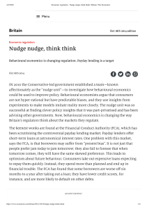 Nudge nudge, think think: Behavioral Economics in UK Regulation