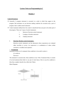 Lecture Notes on C Programming: Control Structures