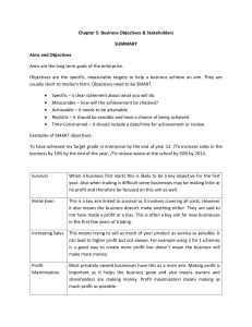 Chapter 5: Business Objectives & Stakeholders Summary