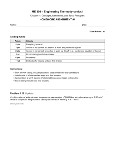 ME 300 Thermodynamics Homework Assignment #1