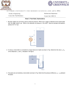 Fluid Statics Worksheet: Hydrostatics Problems