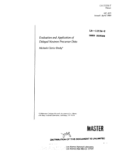 Evaluation and Application of Delayed Neutron Precursor Data Thesis