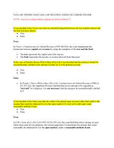 Tax Law Theory & Case Law Multiple Choice Quiz