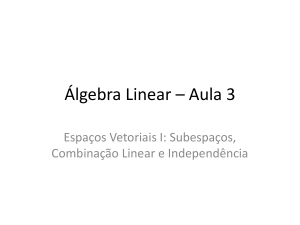 &Aacute;lgebra Linear Aula 3: Espa&ccedil;os Vetoriais I
