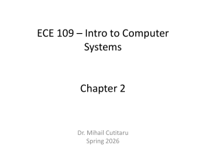 ECE 109 Chapter 2: Binary & Data Representation