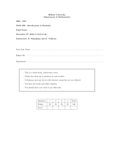Bilkent University Math 260 Final Exam 2024