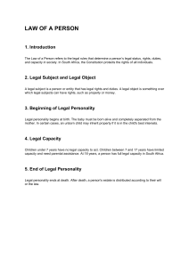 Law of a Person: Legal Status & Capacity