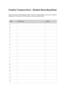 Fraction Treasure Hunt Student Recording Sheet