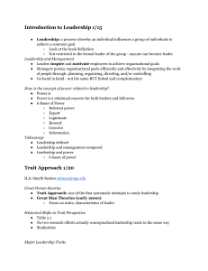 Introduction to Leadership: Definitions, Theories, and Approaches