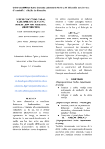 Informe de laboratorio: Experimento de Young y difracci&oacute;n de Fraunhofer