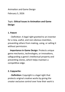 Ethical Issues in Animation and Game Design