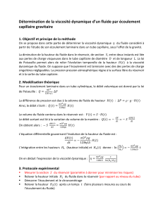 D&eacute;termination de la viscosit&eacute; dynamique par &eacute;coulement capillaire