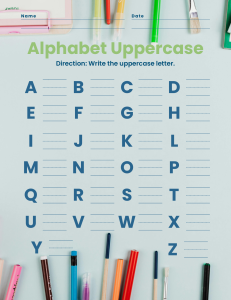 Uppercase Alphabet Kinder Writing Worksheet