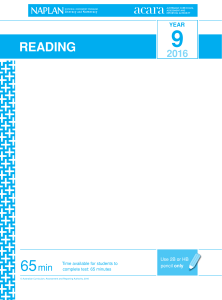 2016 NAPLAN Year 9 Reading Test
