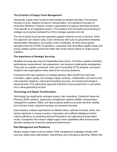 Evolution of Supply Chain Management