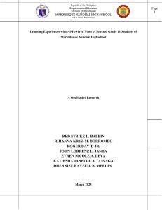 Learning Experiences with AI-Powered Tools: Grade 11 Students