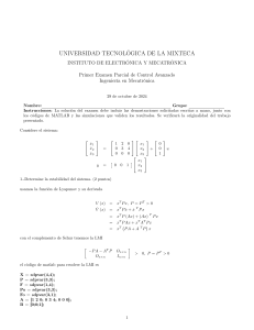 Examen Parcial de Control Avanzado - Ingenier&iacute;a Mecatr&oacute;nica