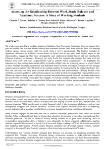 Work-Study Balance and Academic Success: A Study of Working Students
