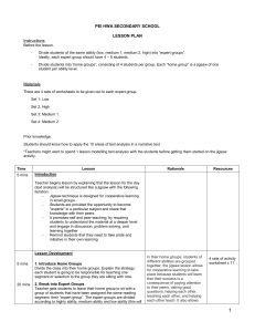 PEI HWA Secondary School Lesson Plan: Jigsaw Text Analysis