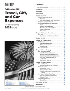 IRS Publication 463: Travel, Gift, and Car Expenses for 2024 Returns