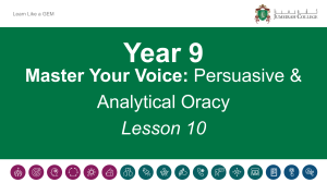 Year 9 Oracy Lesson: Persuasive & Analytical Speech Skills