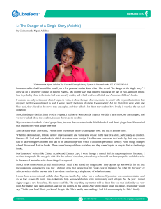The Danger of a Single Story by Chimamanda Ngozi Adichie