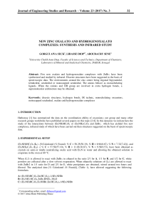 New Zinc Oxalato Complexes: Synthesis and IR Study