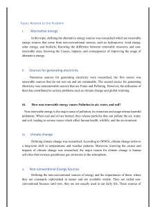 Alternative Energy Research: Problems and Solutions