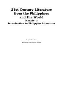 Introduction to Philippine Literature Module