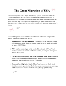 The Great Migration of USA: Causes and Effects