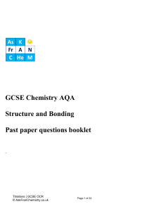 GCSE Chemistry AQA Structure and Bonding Past Paper Questions