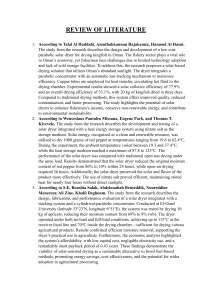 Literature Review on Solar Dryers: Design and Performance