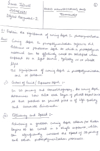 Rapid Manufacturing and Technology Assignment