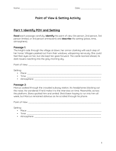 Point of View & Setting Activity Worksheet