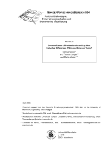Overconfidence in Professionals vs. Laymen: Individual Differences Research