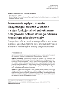 Por&oacute;wnanie masażu klasycznego i ćwiczeń w wodzie u ciężarnych z b&oacute;lem kręgosłupa