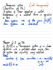 Homogeneous Systems and Eigenvalues